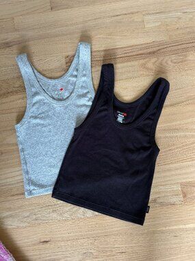 Hanes Women's Originals Rib Crop Tank Top Comfywear Stretch Cotton Set of 2